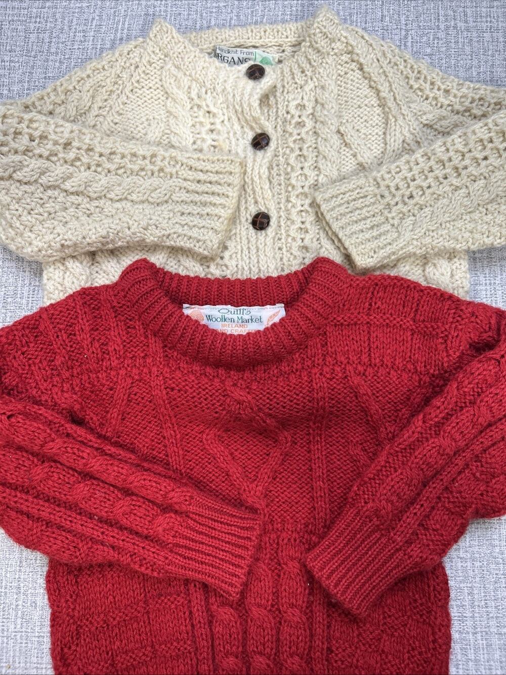Lot Of 2 Blarney & Quills Fisher Sweaters Kids 5 Wool Cable Knit Cardigan / Crew